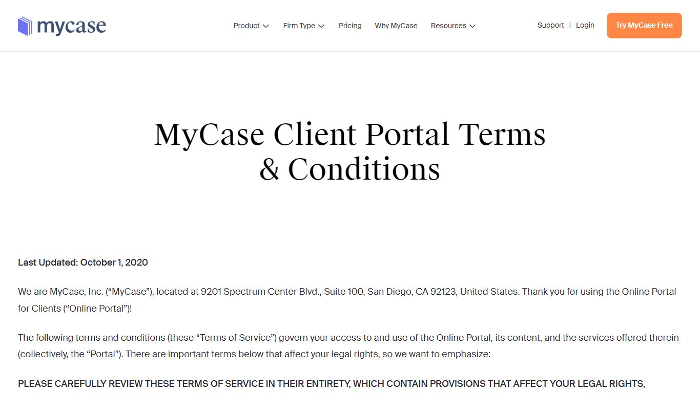 MyCase Client Portal Terms & Conditions - MyCase